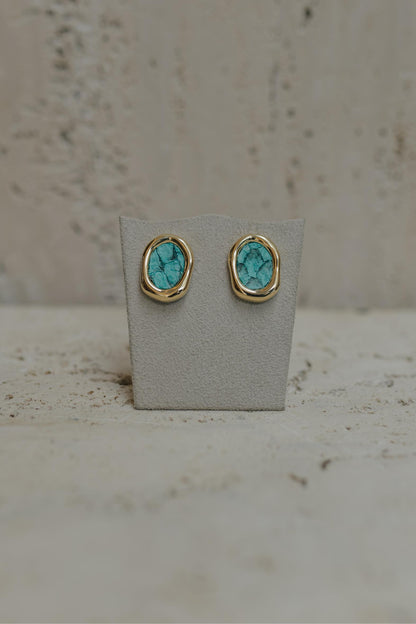 Brinco Orgânico Couro Peixe Azul Dourado