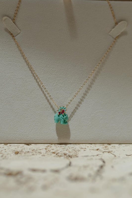 Colar Elefante com Pedras e Zircônias Dourado