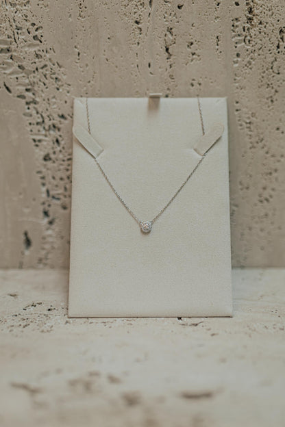 Colar Ponto de Luz Cravejado 4mm Glam Moissanite Prata 925 Ródio Branco
