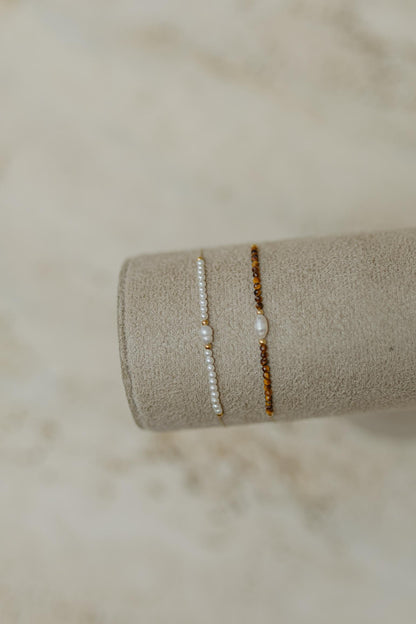 Pulseira Seda Shambala Turmalina e Pérola