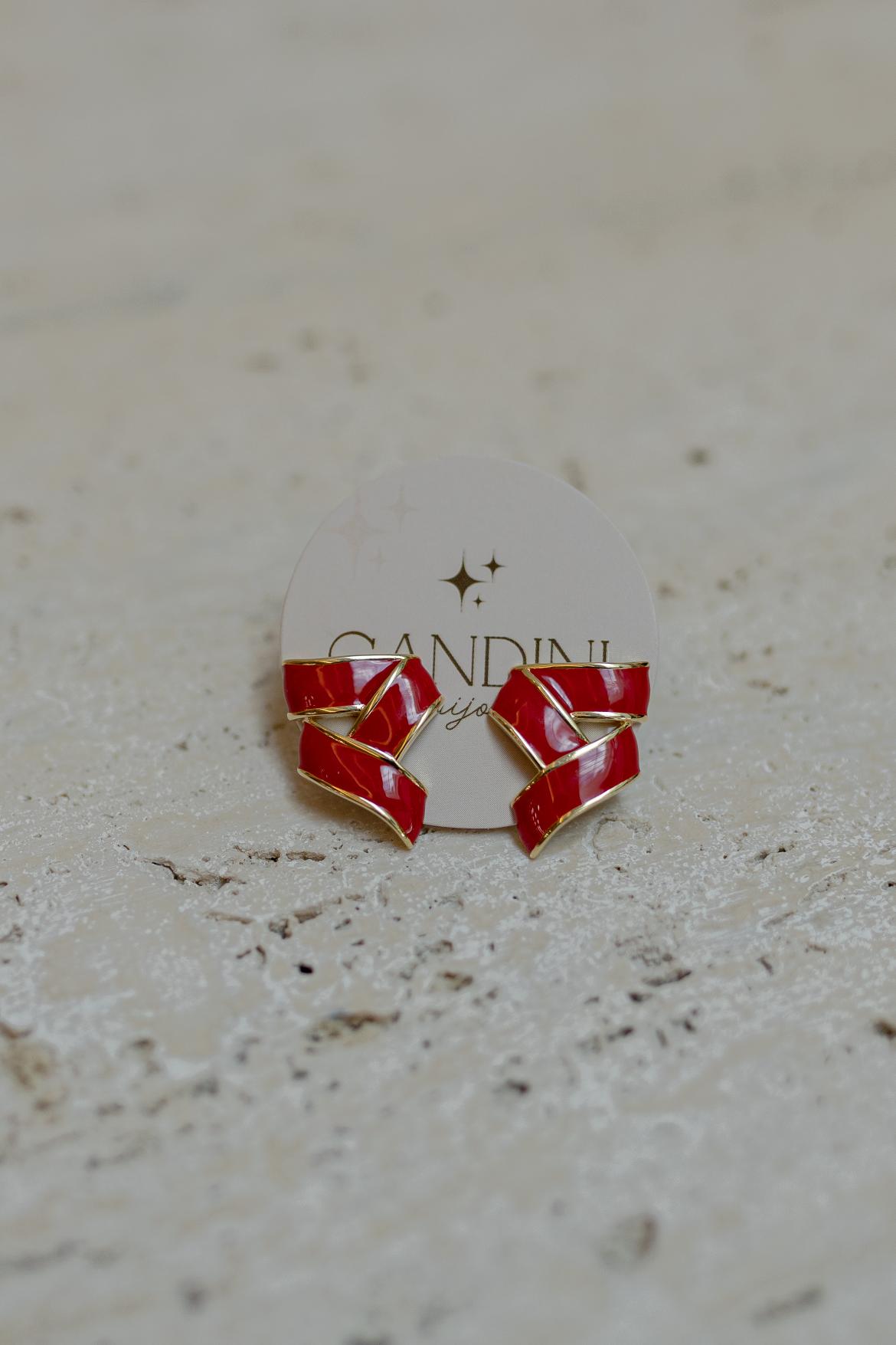 Brinco Esmaltado Vermelho Dourado