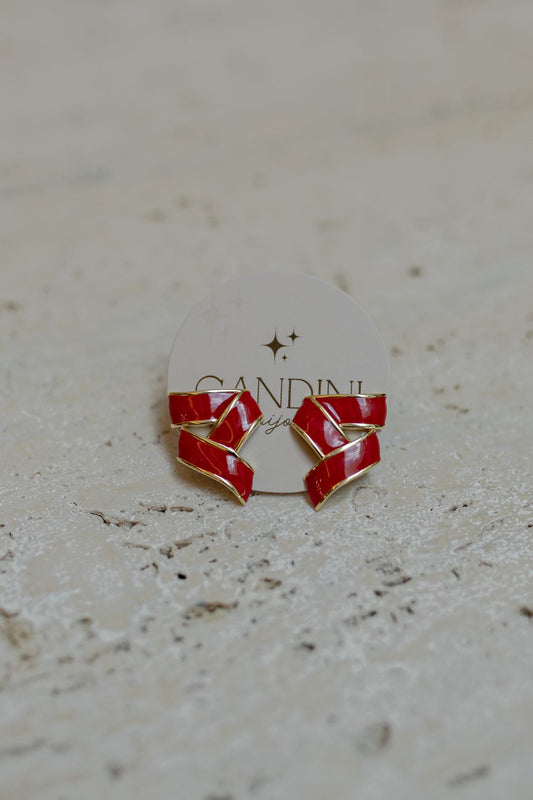 Brinco Esmaltado Vermelho Dourado