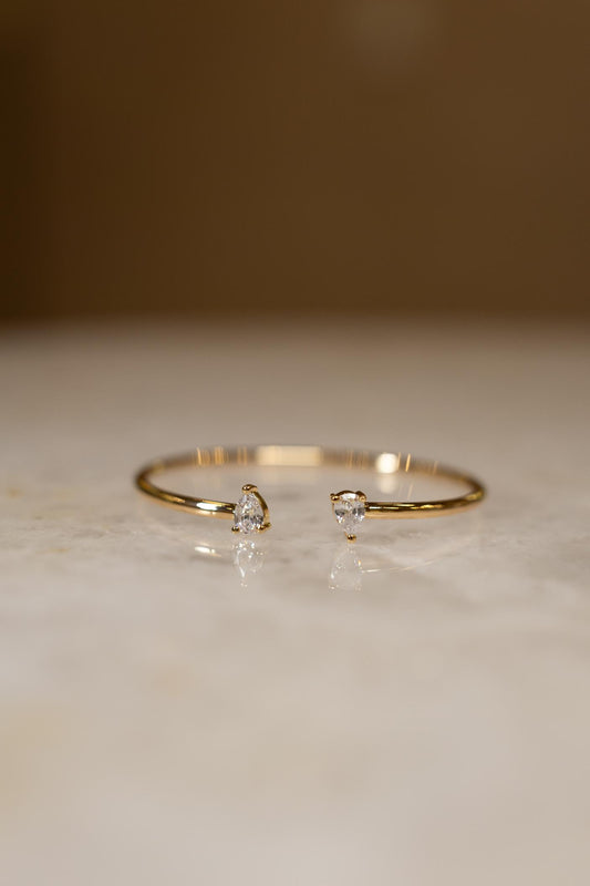 Bracelete 2 Gotas Cristal Dourado