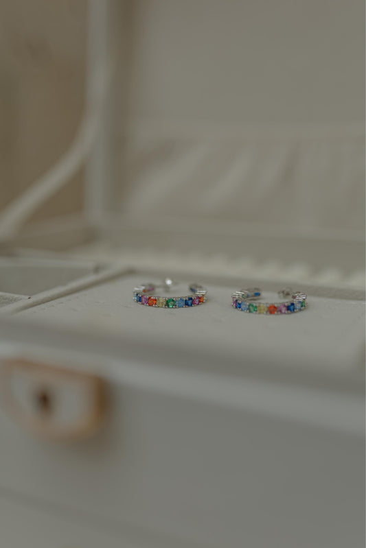 Brinco Argola Rainbow Ródio Branco