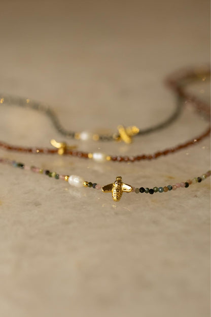 Colar Choker Granada Laranja Bee Dourado