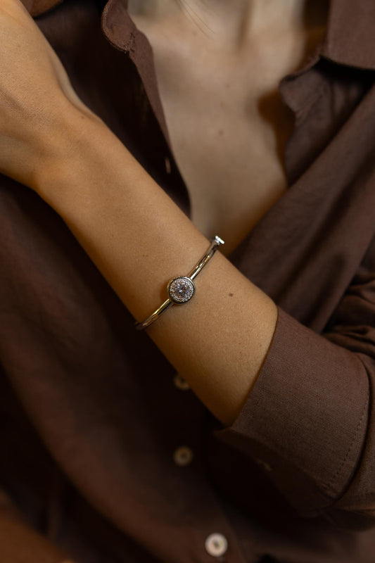 Bracelete Pavê Ródio Branco