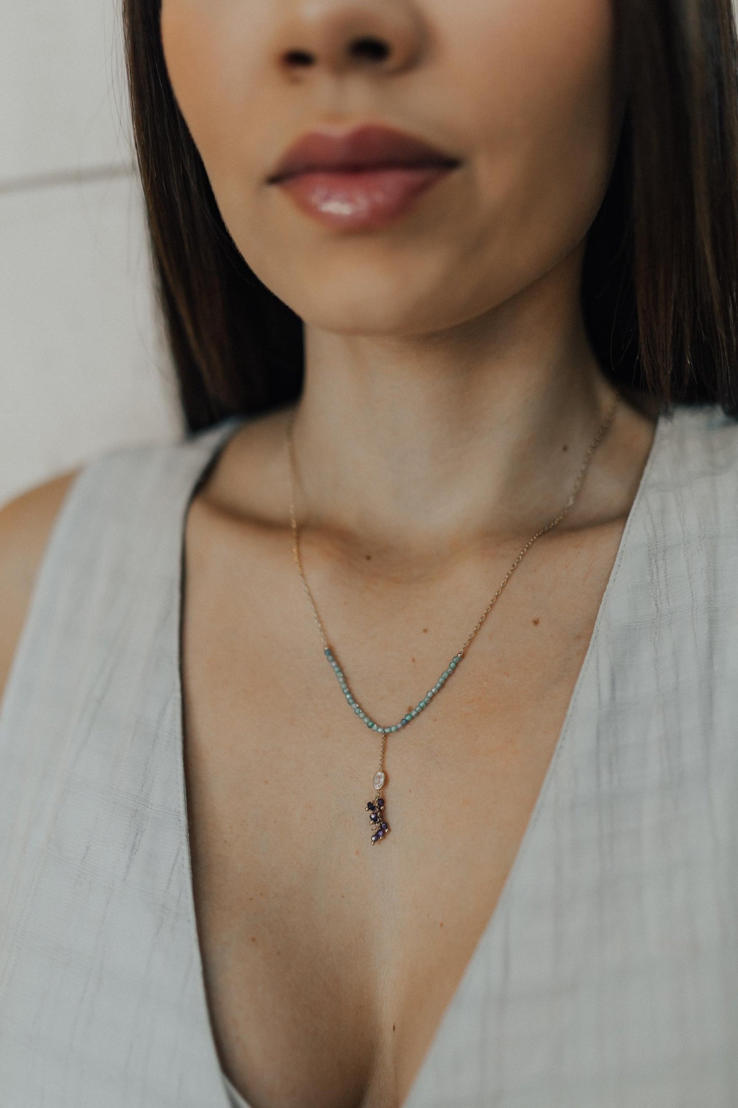 Colar Zircônias Gravatinha Dourado