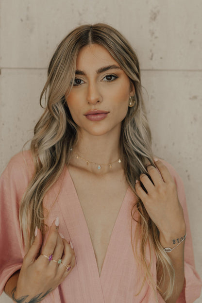 Colar Choker Olho Grego Plaquinhas Dourado