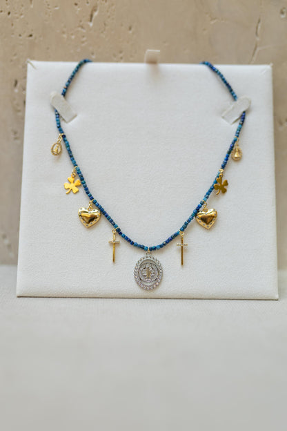 Colar de Pedras Naturais Lapis Lazuli Charms Mix de Banhos