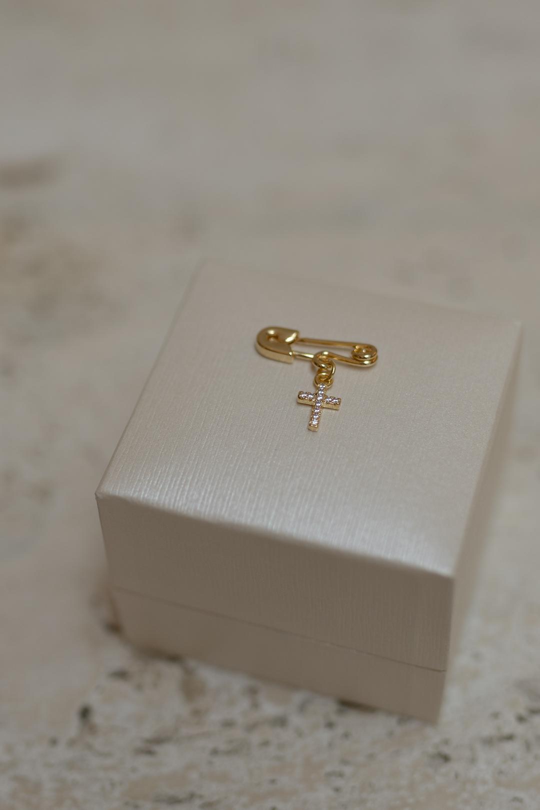 Alfinete Batizado Cruz Dourado