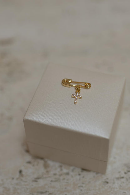 Alfinete Batizado Cruz Dourado