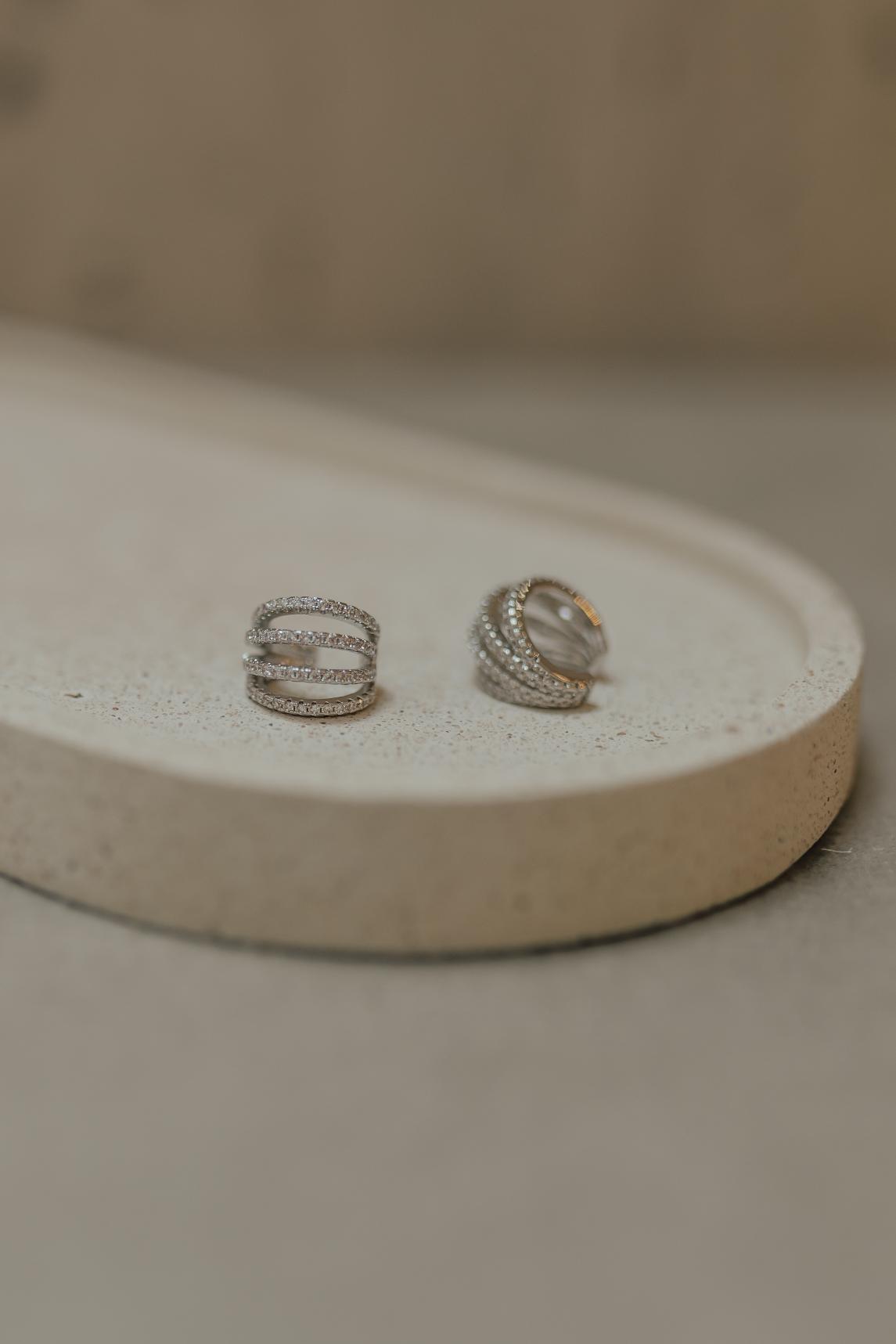 Piercing Fake 4 Fileiras Cravejado Ródio Branco