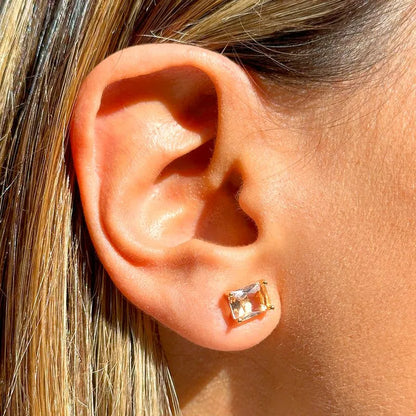 Brinco Retangular Morganita Dourado