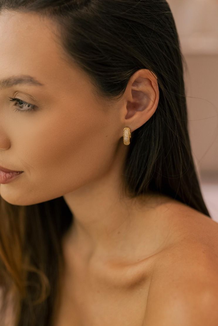 Brinco Argola Cravejada Dourado