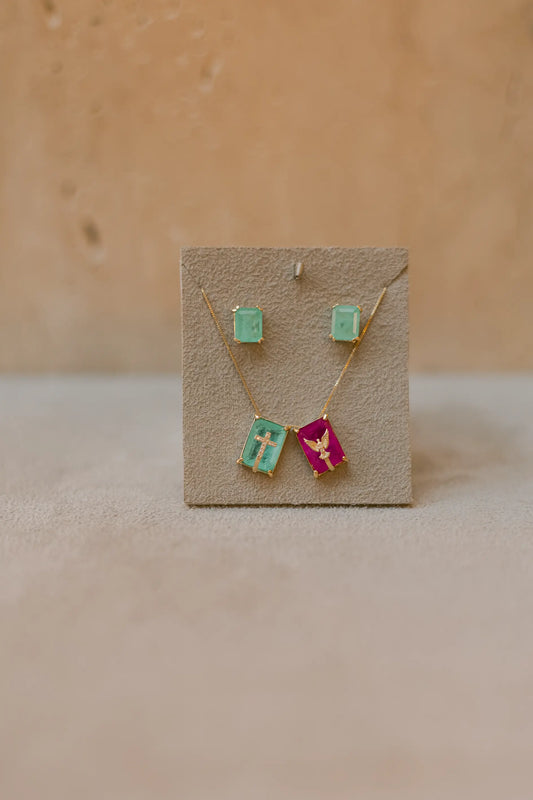 Colar Escapulário Pedras Fusion Dourado