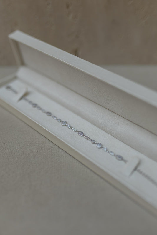 Pulseira  Cravejada Cristal Ródio Branco