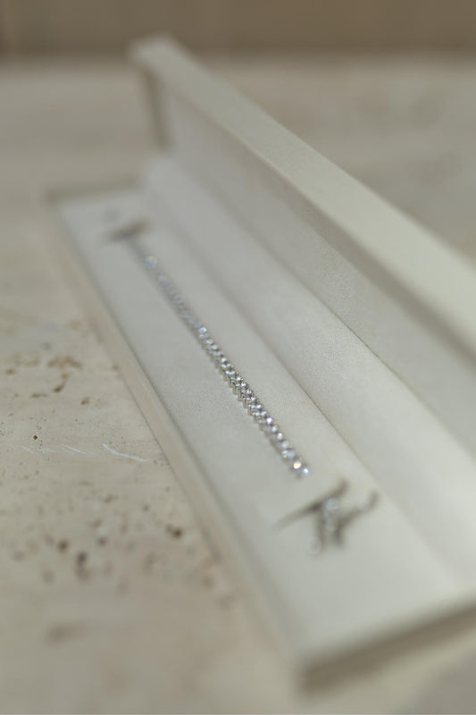 Pulseira Riviera 3mm Prata 925 Moissanite Ródio Branco