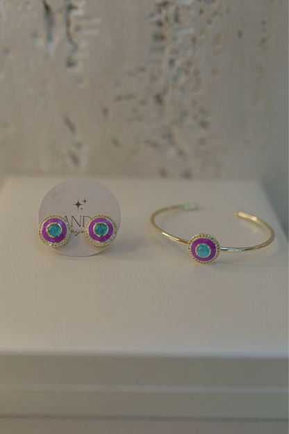Bracelete Esmaltado Rainbow Dourado