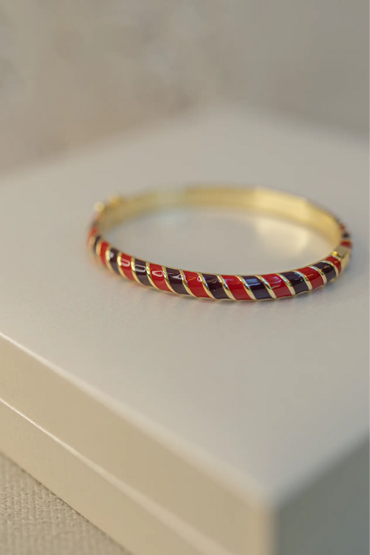 Bracelete Esmaltado Bicolor Dourado