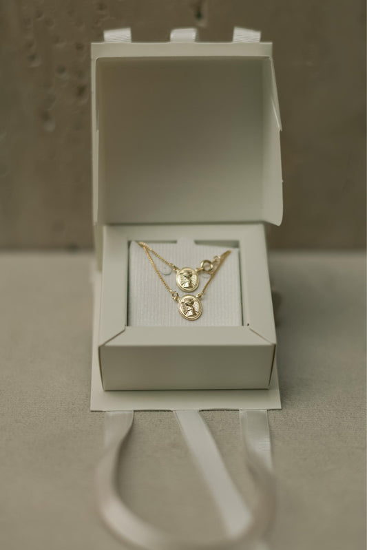 Colar Escapulário Infantil Anjo da Guarda Dourado