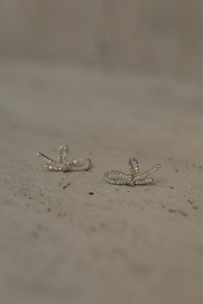 Brinco Laço Cravejado Dourado