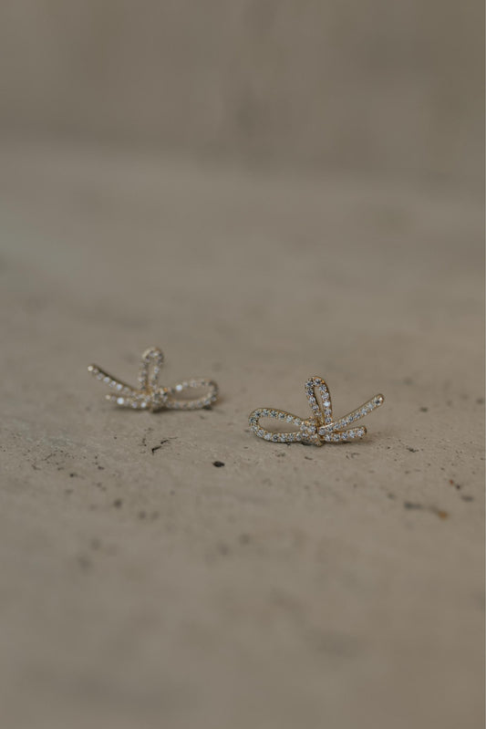 Brinco Laço Cravejado Dourado