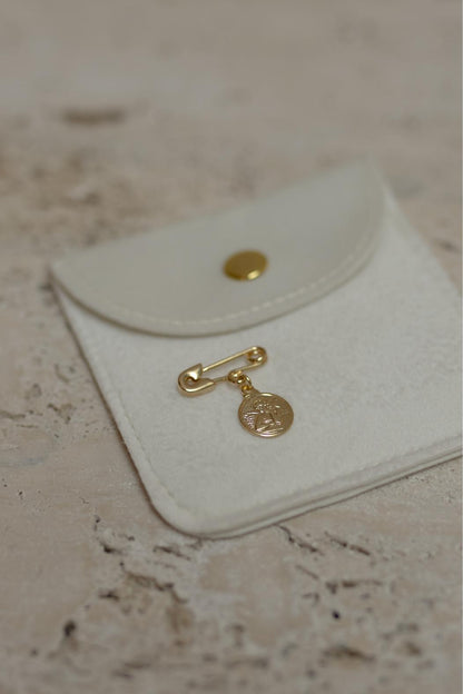 Alfinete Batizado Anjo da Guarda Dourado