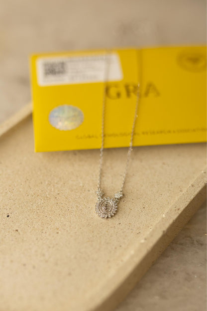 Colar Mini Nossa Senhora das Graças Flores Moissanite Prata 925