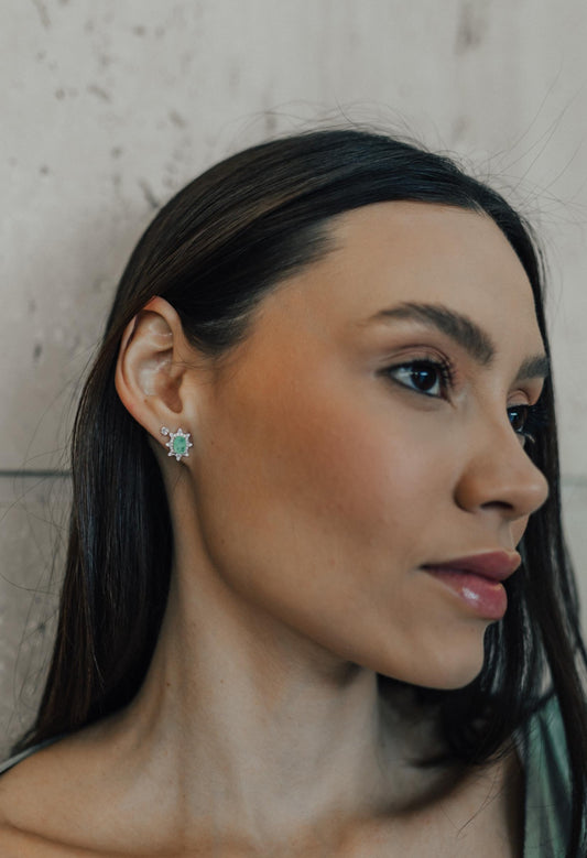 Brinco Esmeralda Paraíba Fusion Prata 925 Ródio Branco