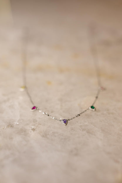 Colar Pingentes Princesa Moissanite Prata 925 Ródio Branco
