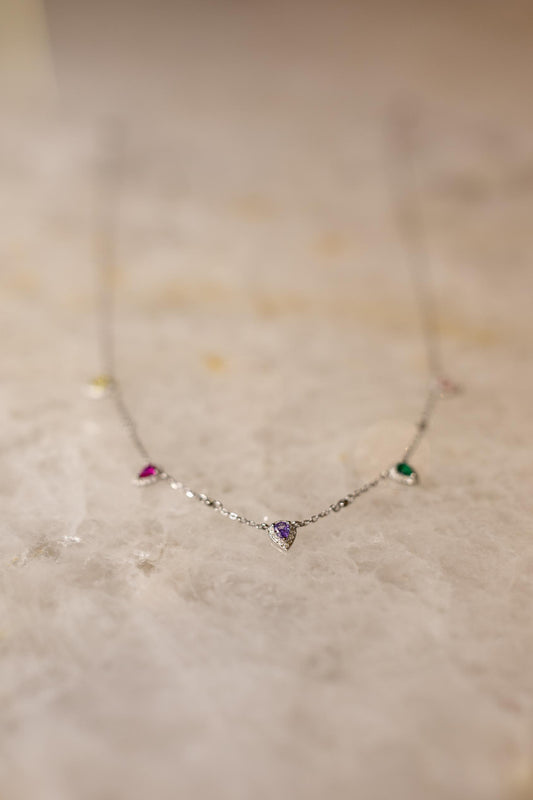 Colar Pingentes Princesa Moissanite Prata 925 Ródio Branco