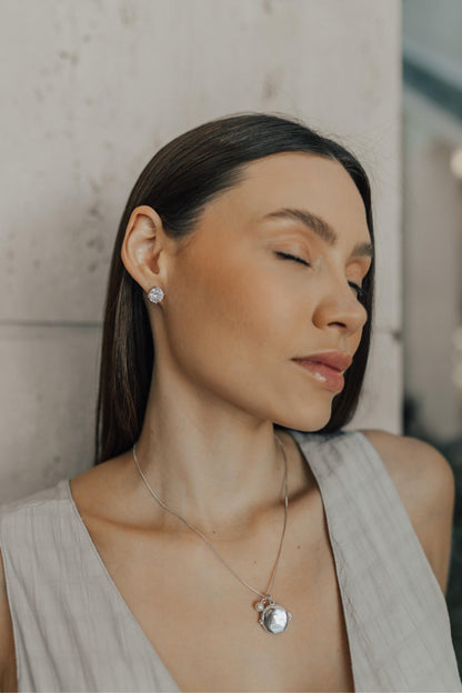 Brinco Redondo 10mm 4 Garras Cristal Ródio Branco