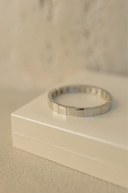 Pulseira Resinada Ródio Branco