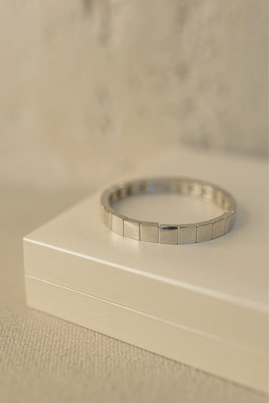 Pulseira Resinada Ródio Branco