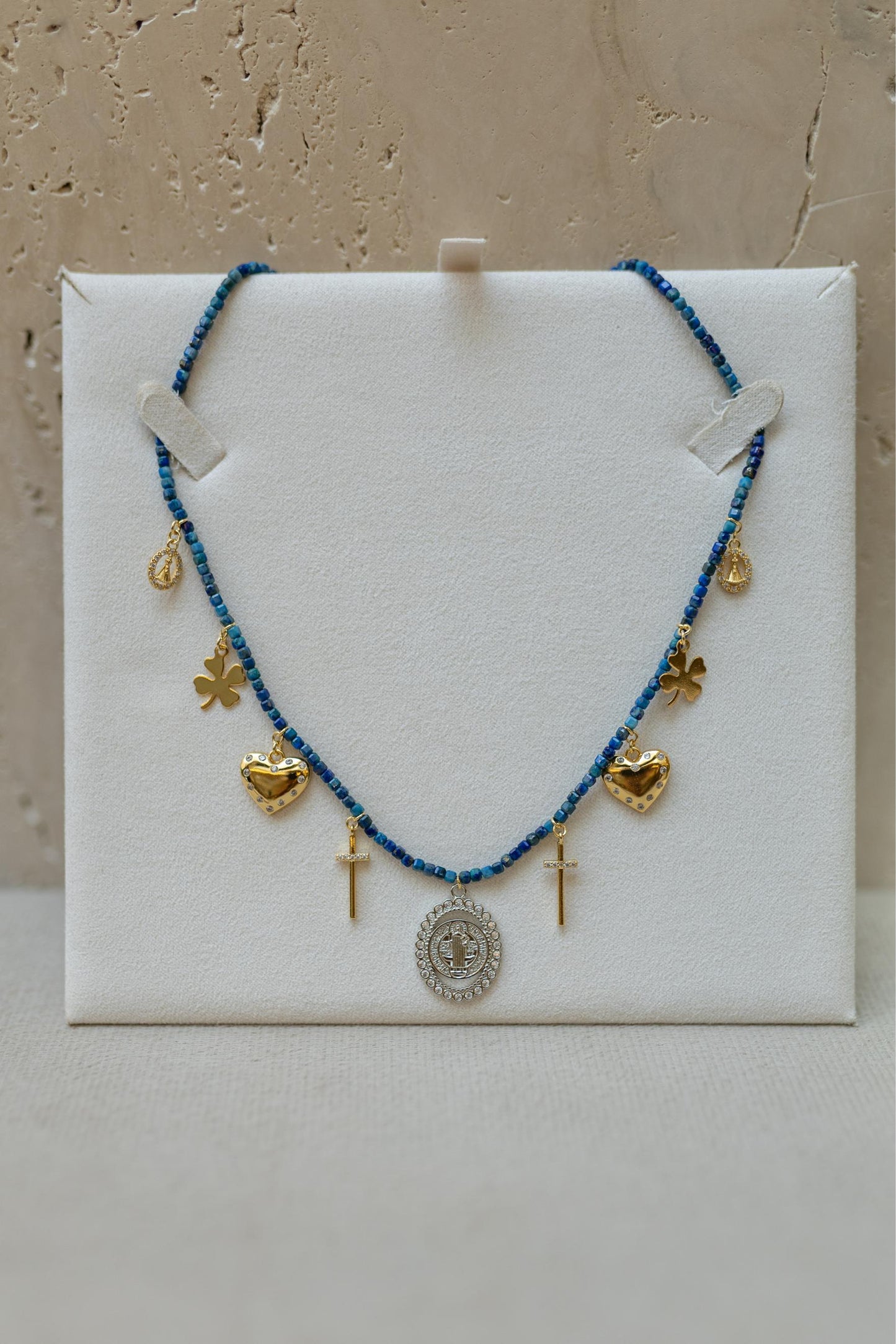 Colar de Pedras Naturais Lapis Lazuli Charms Mix de Banhos