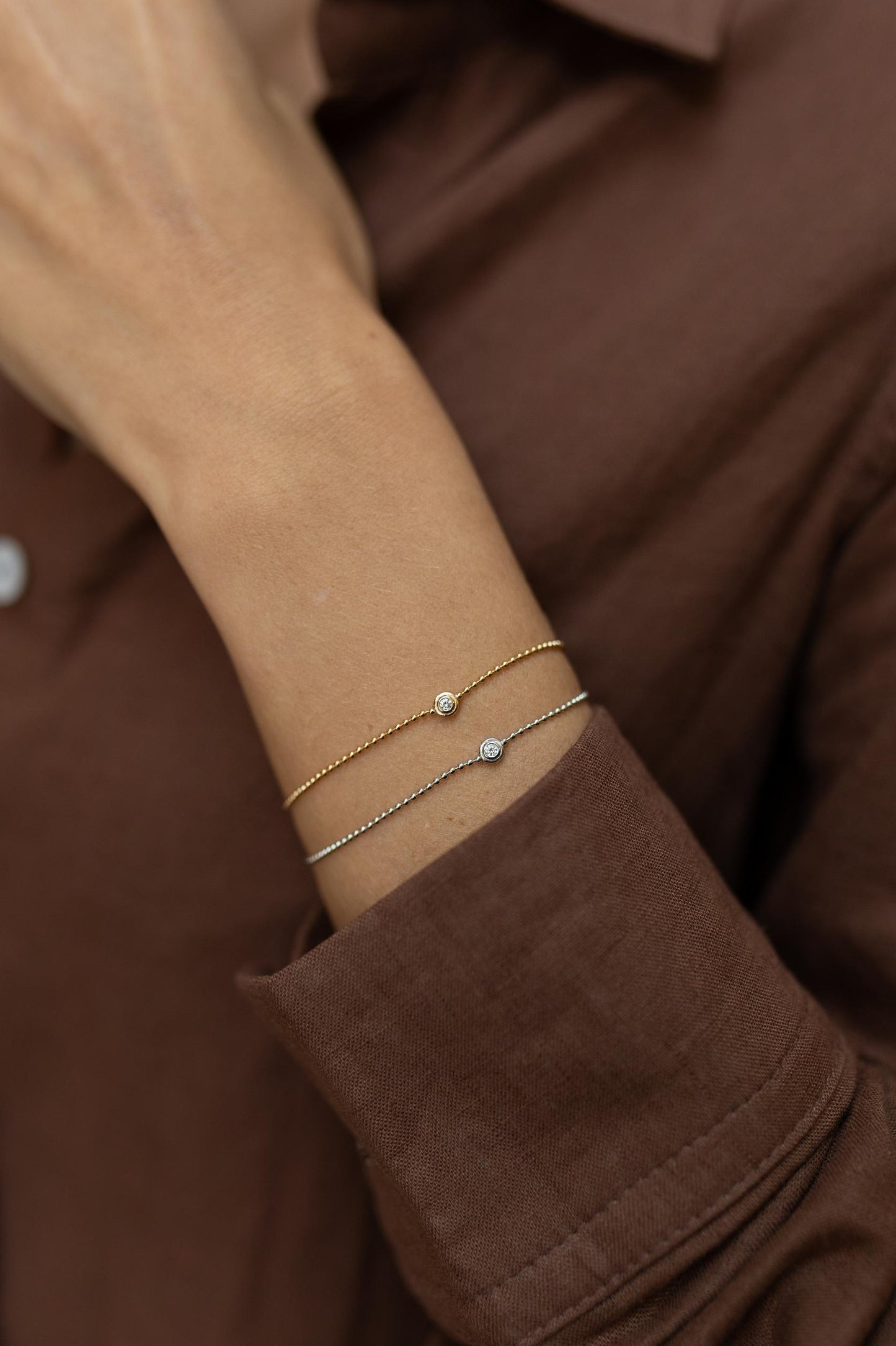 Pulseira Ponto de Luz Clássico Moissanite Prata 925 Dourado