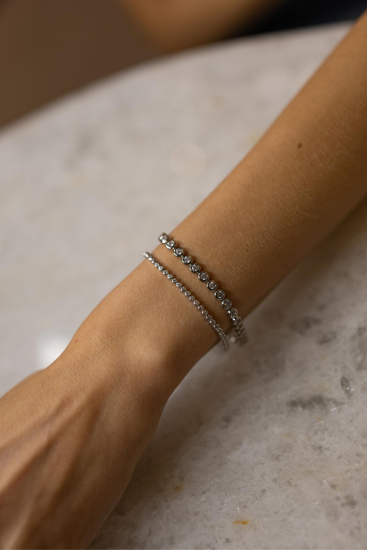 Pulseira Riviera Confete Slim Cristal Ródio Branco