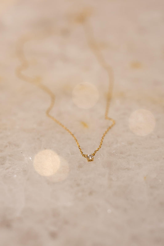 Colar Ponto de Luz Moissanite Luxo 3mm Dourado