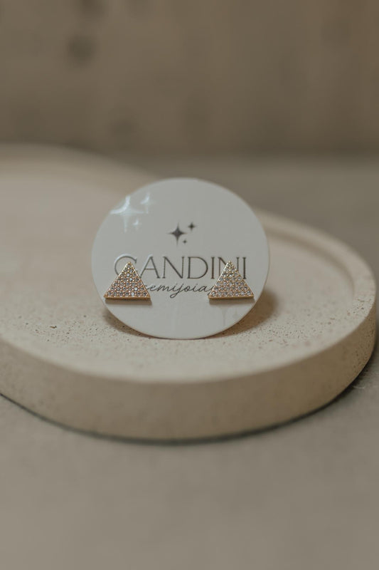 Brinco Triângulo Cravejado Dourado