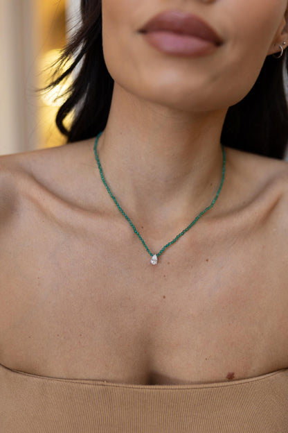 Colar Pedras Naturais Moissanite Prata 925 Ródio Branco