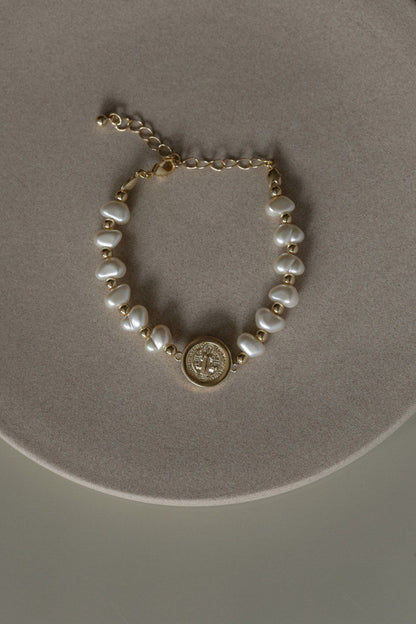 Pulseira São Bento Pérolas Dourado