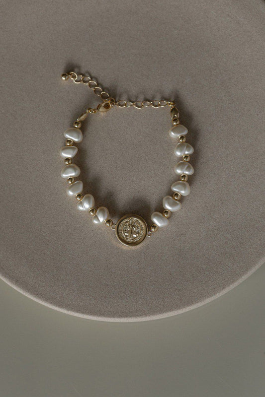 Pulseira São Bento Pérolas Dourado