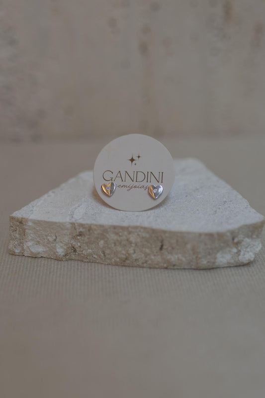 Brinco Coração Com Ponto de Luz Ródio Branco