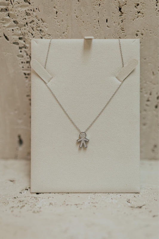 Colar Filhos Moissanite Prata 925 Ródio Branco