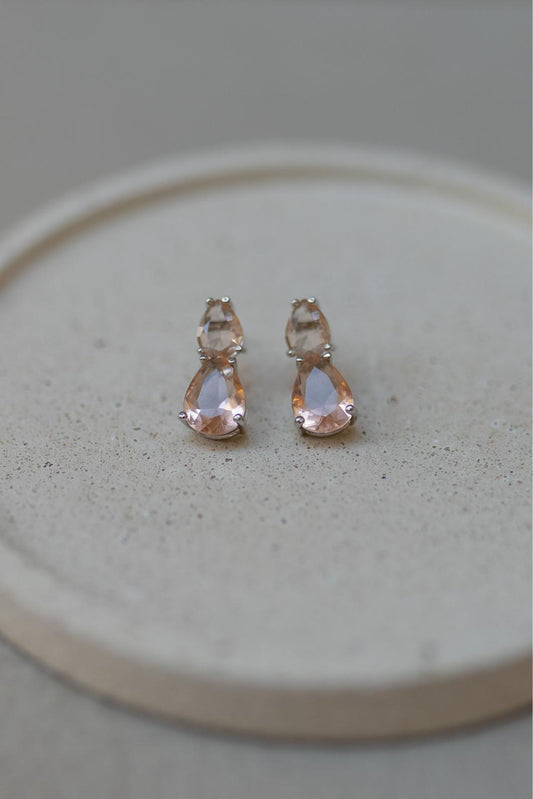 Brinco Gotas Morganita Ródio Branco