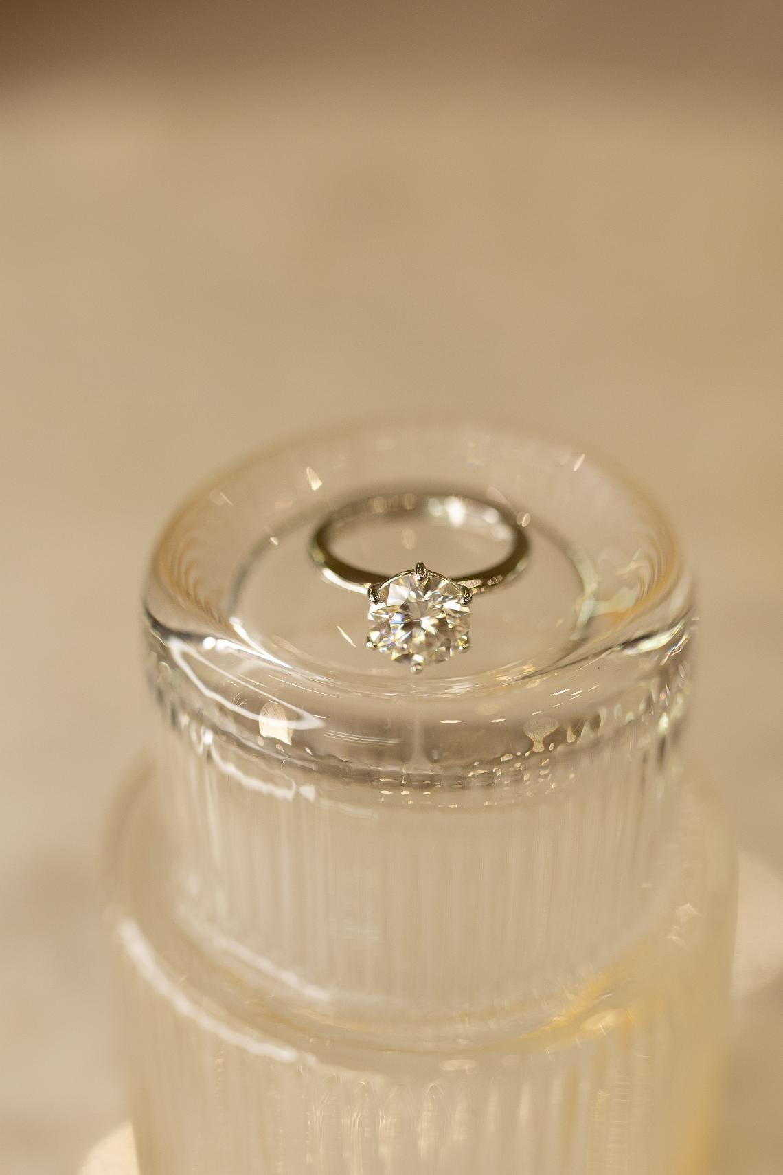 Anel Solitário Glam 9.5mm Moissanite Prata 925 Ródio Branco