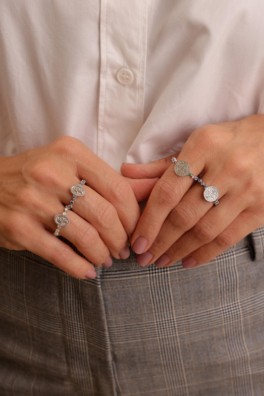 Anel São Bento Acqua Prata 925 Ródio Branco