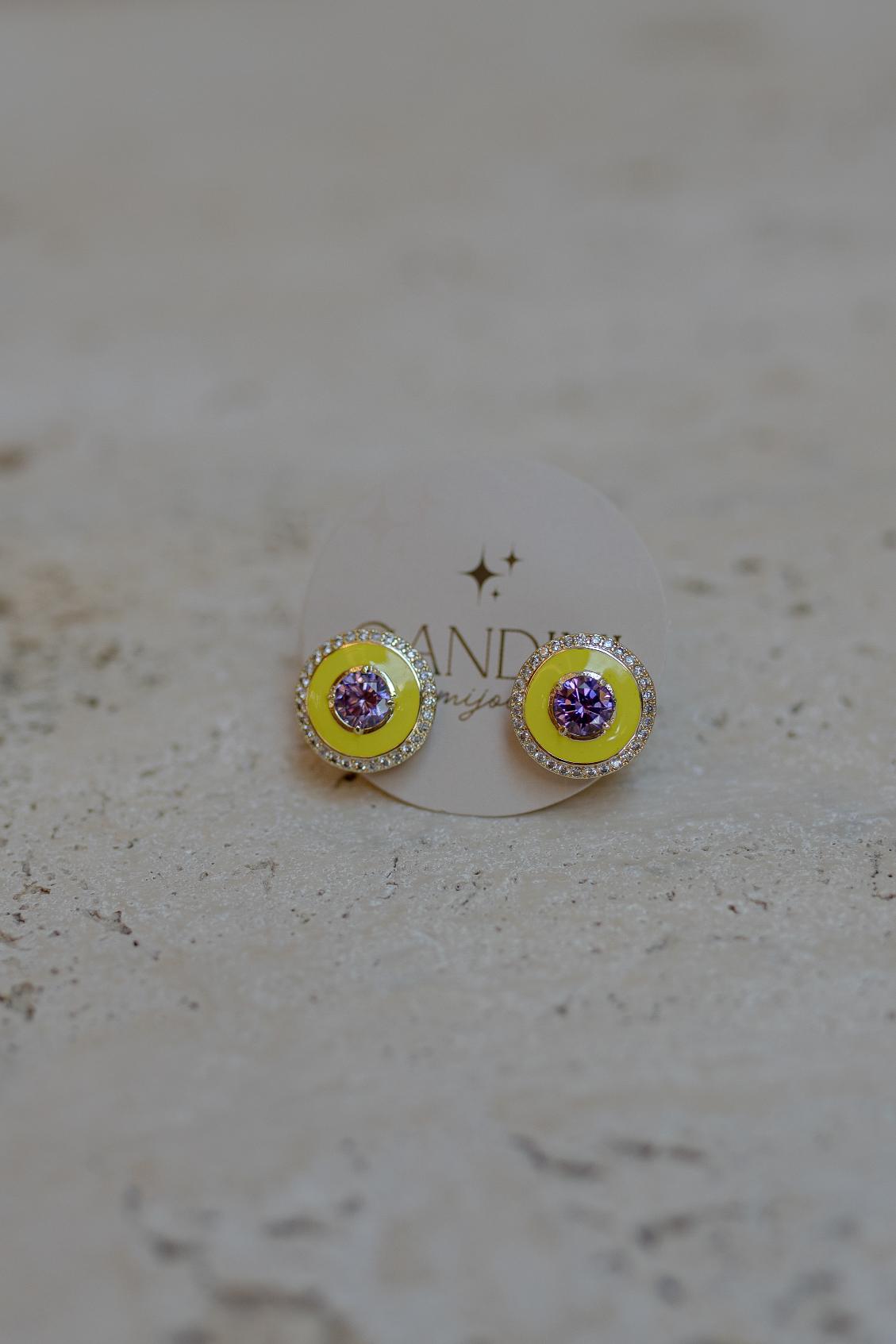 Brinco Rainbow Cravejado Esmaltado Dourado