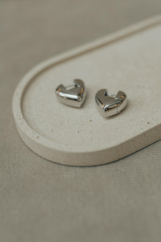 Brinco Argola Coração Bold Ródio Branco