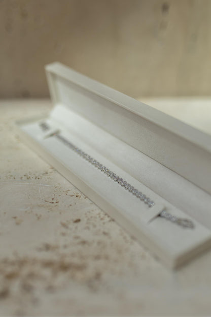 Pulseira Riviera Flores Ródio Branco